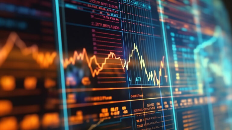 Graphs illustrating business and stock market trends