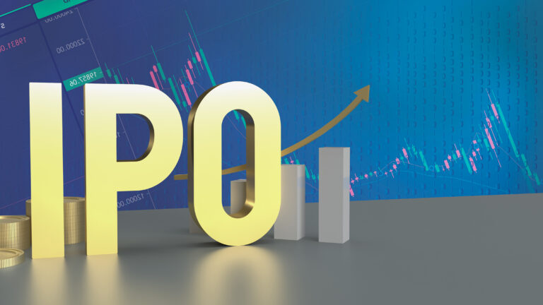The gold ipo on chart background for Business concept 3d renderi