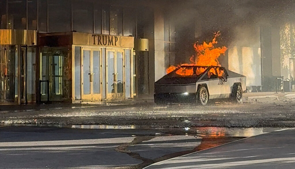 Tesla Cybertruck Explodes Outside Trump Las Vegas Hotel Killing Driver